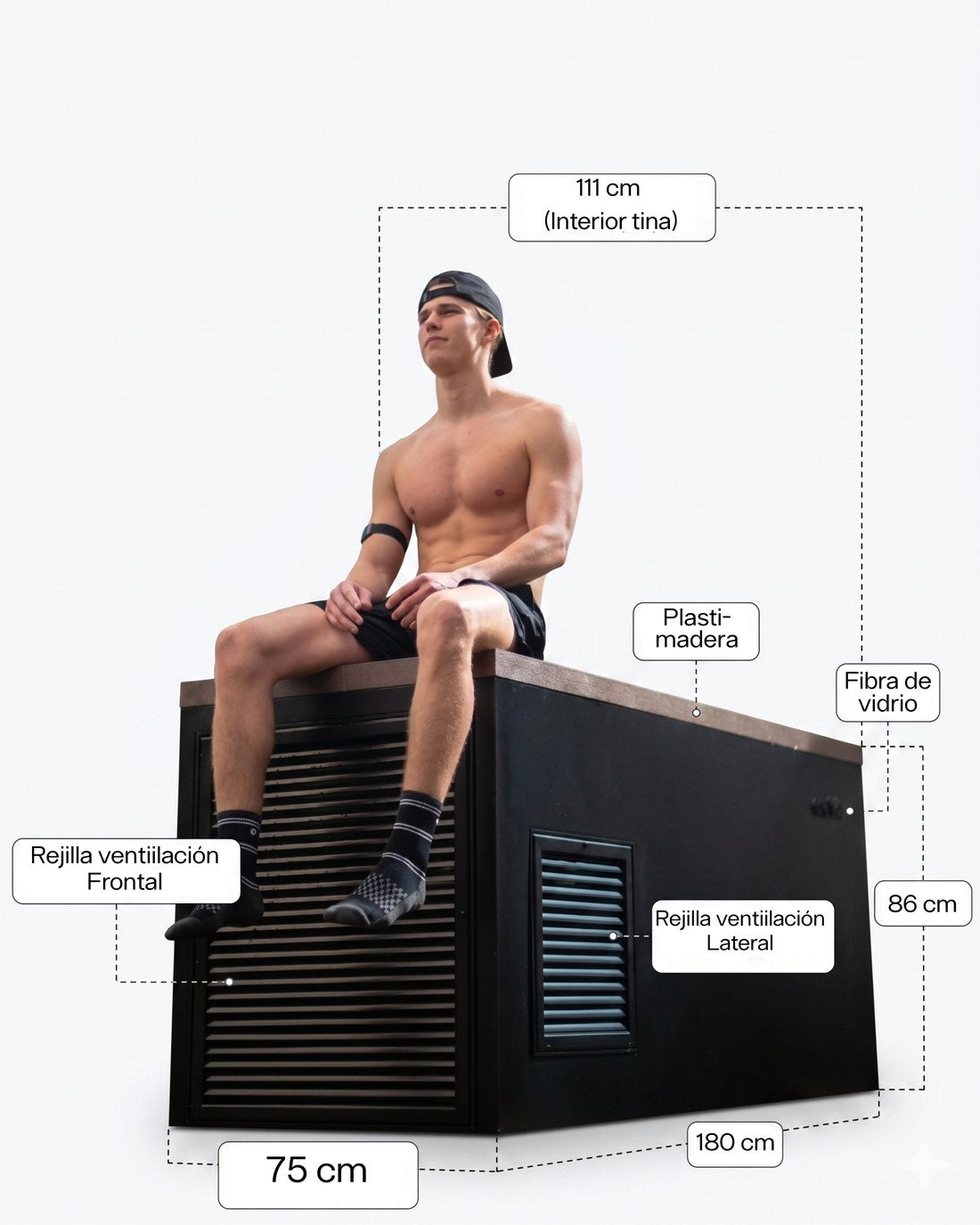 Dimensiones de la Cold Box: 180 x 75 x 86 cm